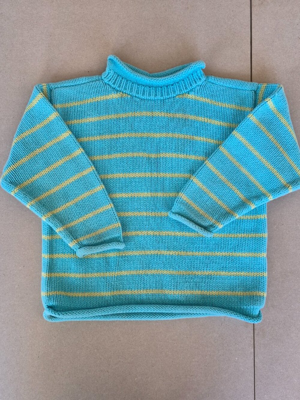 Hanna Andersson Kids Sweater Size 100 / US 4 Striped 100% Cotton Turtleneck